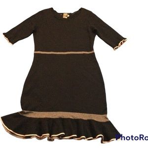 Taylor Knit Dress Black With Gold Piping Size XL